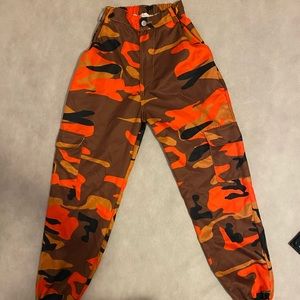 Orange camo pants!